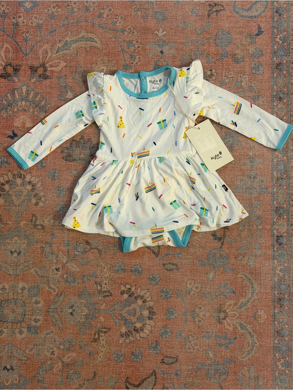 Brand New Kyte Baby 6-12 Month Cloud Party Long Sleeve Twirl Dress - Picture 2 of 11